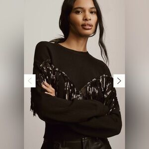 VICI NWOT Black Sequin Fringe Pullover Sweater Size M glamour, night out,  chic